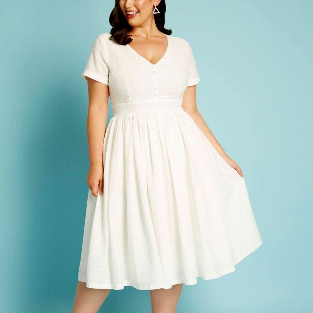 Modcloth "Fabulous Fit and Flare" Shirt Dress in White
